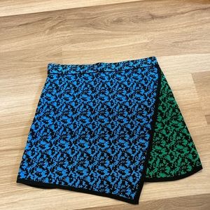 Blue & Green Mini Skirt - Size Small
